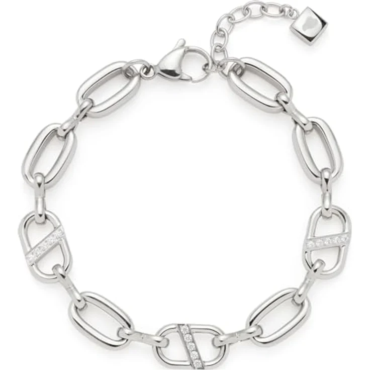 JEWELS BY LEONARDO Armband Narea, silberfarbenes Edelstahl-Armband mit Schiffsanker-Kettengliedern und Zirkonia Steinchen, 19-22 cm Länge, Damen-Schmuck – Bild 1
