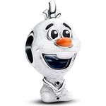 PANDORA Disney Eiskönigin Olaf Charm, Sterling Silber mit Emaille-Details, kompatibel mit Moments Anhängern, 793978C01