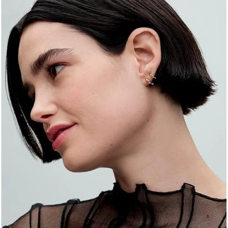 Pandora Essence Organisch Geformter Kreis & Barocke Behandelte Süßwasserzuchtperlen Ohrringe aus Sterling Silber mit vergoldeter Metalllegierung, einzigartige Perlenvariationen, 263281C01 – Bild 2