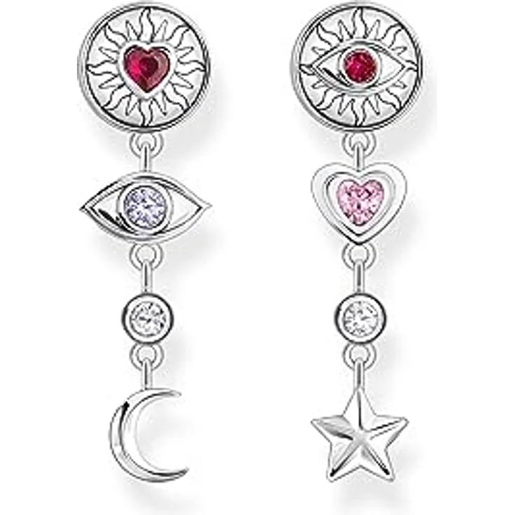 THOMAS SABO Ohrring kosmische Talismane, geschwärztes 925 Sterlingsilber mit bunten Steinen – Bild 2