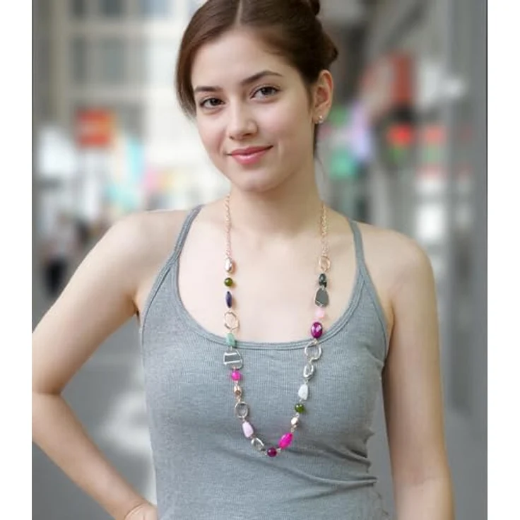 Dazylleco Lange Perlenkette Damen Gold/Rosegold, 77 cm Modeschmuck aus Premium-Harzperlen, leicht und hautfreundlich, ideales Geburtstagsgeschenk – Bild 5