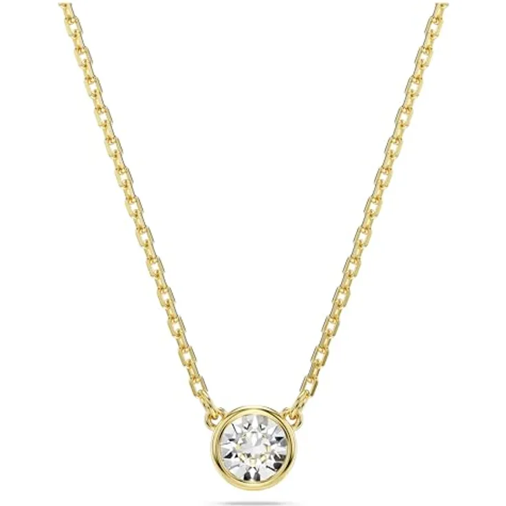 Swarovski Imber Anhänger, Vergoldete Damenhalskette mit Weißen Swarovski Kristallen, Karabinerschließe und Verlängerungsstück mit Swarovski Zirconia
