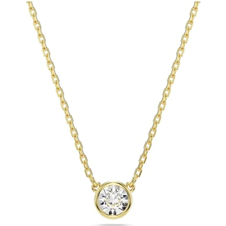 Swarovski Imber Anhänger, Vergoldete Damenhalskette mit Weißen Swarovski Kristallen, Karabinerschließe und Verlängerungsstück mit Swarovski Zirconia – Bild 1