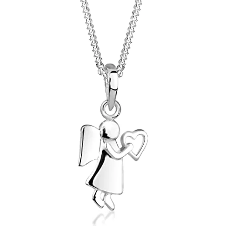 Elli Halskette Damen Engelsherz Talisman, 925 Sterling Silber, 45 cm, handgefertigt