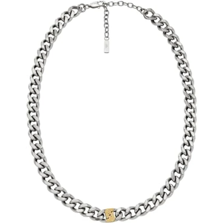 EMPORIO ARMANI Herren Edelstahl Halskette, Bicolor gebürstet, 45cm+7cm, Karabinerverschluss, EGS3187040 – Bild 1