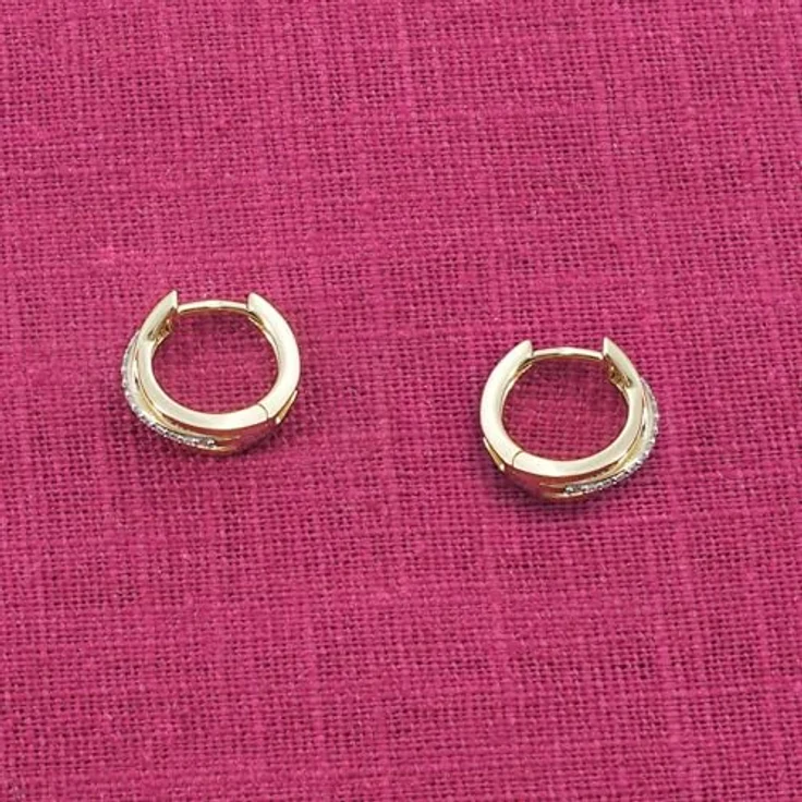 trendor Damen-Ohrringe Klapp-Creolen Gold 333/8K mit Zirkonia, 14 mm Außendurchmesser, edles Geschenkset – Bild 3