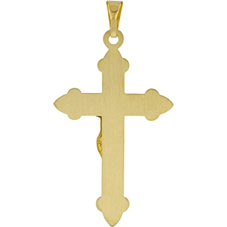 trendor Kreuz Anhänger Kruzifix Gold 333 (8 Kt) für Herren, hochglanzpoliert mit mattierter Rückseite, Größe 30 x 20 mm, elegante Geschenkidee – Bild 2