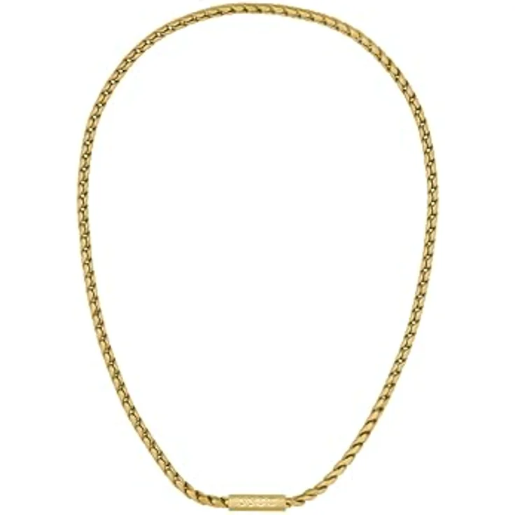 BOSS Doran Herren Gliederhalskette aus Gelbgold, geflochtenes Design mit gravierter Plakette, 558 mm, magnetischer Kugelverschluss – Bild 3