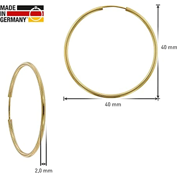trendor Damen Ohrringe Creolen aus Gold 333 / 8K, 40 mm Durchmesser, 2 mm Breite, hochwertig verarbeitet – Bild 4