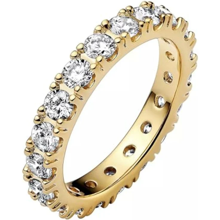 PANDORA Timeless Funkelnde Reihe Ewigkeits-Ring, vergoldete Metalllegierung mit Cubic Zirkonia, Größe 60, 199679C03-60 – Bild 1