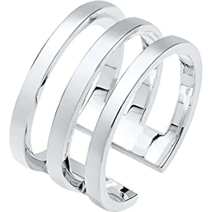 Elli Wickelring Geo, Damenring in 925 Sterling Silber, größenverstellbar, handgefertigt, anlaufgeschützt