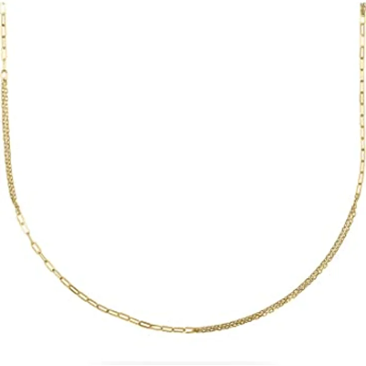 CHRIST Damen-Halskette 375er Gelbgold, asymmetrisches Split-Design mit Paperclip-Gliedern, mittellang, hochglanzpoliert – Bild 1