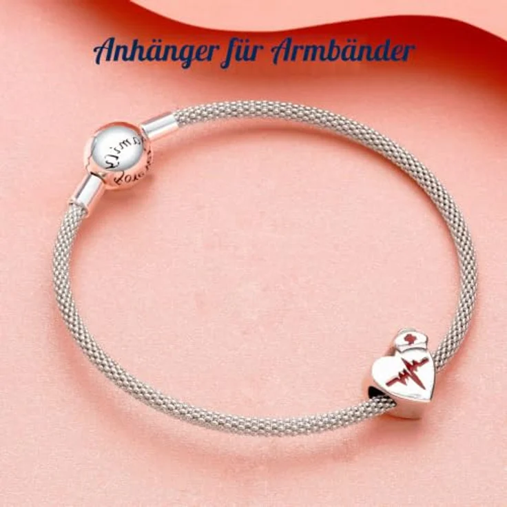 Amuefer Nurse Heartbeating Charm, 925 Sterling Silber Bead mit 5A Zirkonia für Armbänder und Halsketten, Geschenkidee für Frauen – Bild 5