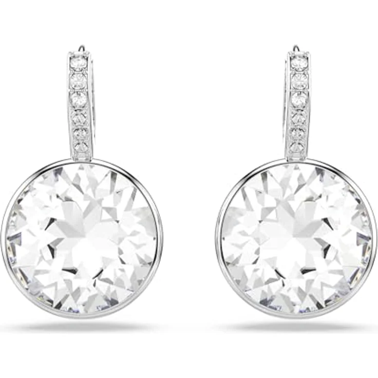 Swarovski Millenia Drop-Ohrhänger, Rhodinierte Damenohrringe mit Weißen Kristallen im Rundschliff, Größe 2.5 x 1.5 cm – Bild 2