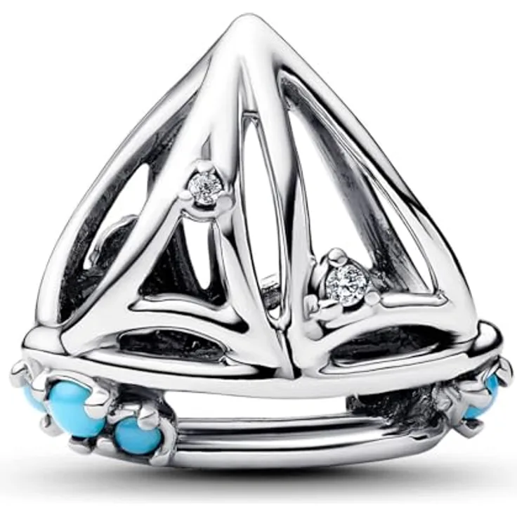 Pandora Moments Segelboot Charm, Sterling Silber mit Zirkonia, von Hand gearbeitet, kompatibel mit Moments Anhängern, 793905C01