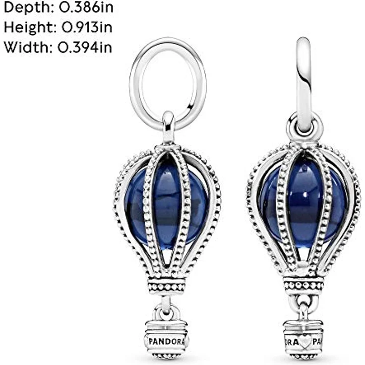 PANDORA Charm Anhänger "Blauer Heißluftballon", Bead aus 925/- Sterlingsilber, himmelblaue Perle, 23,2mm hoch – Bild 5