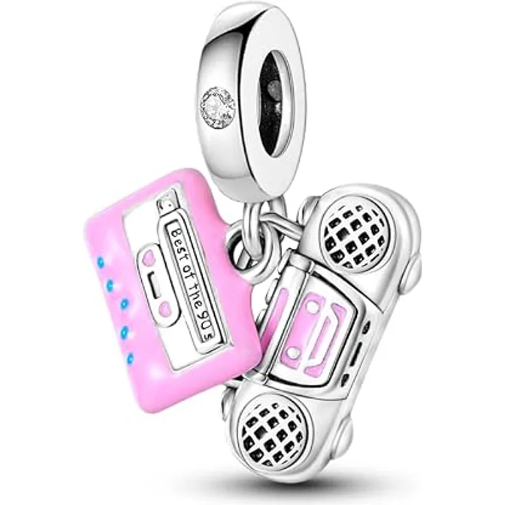 TINSLO Charm Anhänger Damen 925 Sterling Silber, kompatibel mit Pandora Armband und Halskette, Zirkonia-Steine