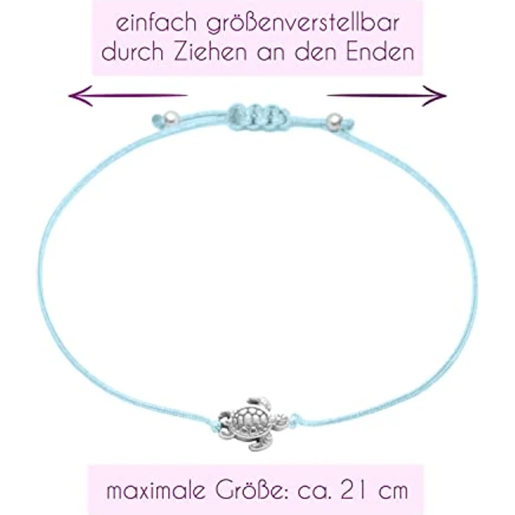 Selfmade Jewelry Schildkröte Makramee-Armband Damen, größenverstellbar, handgemacht, in Silber, inkl. Geschenk-Verpackung – Bild 3