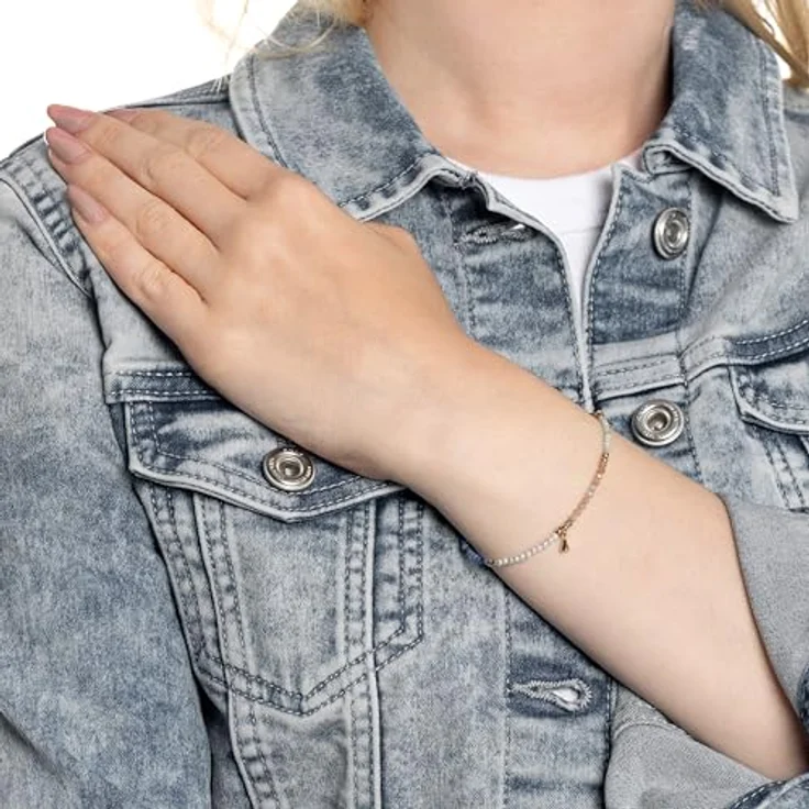 JEWELS BY LEONARDO Armband Ciao Babelli, goldfarbener Edelstahl mit pastellfarbenen Natursteinchen und goldenen Tropfen, 18-19,5 cm, Damen-Schmuck, 024472 – Bild 3