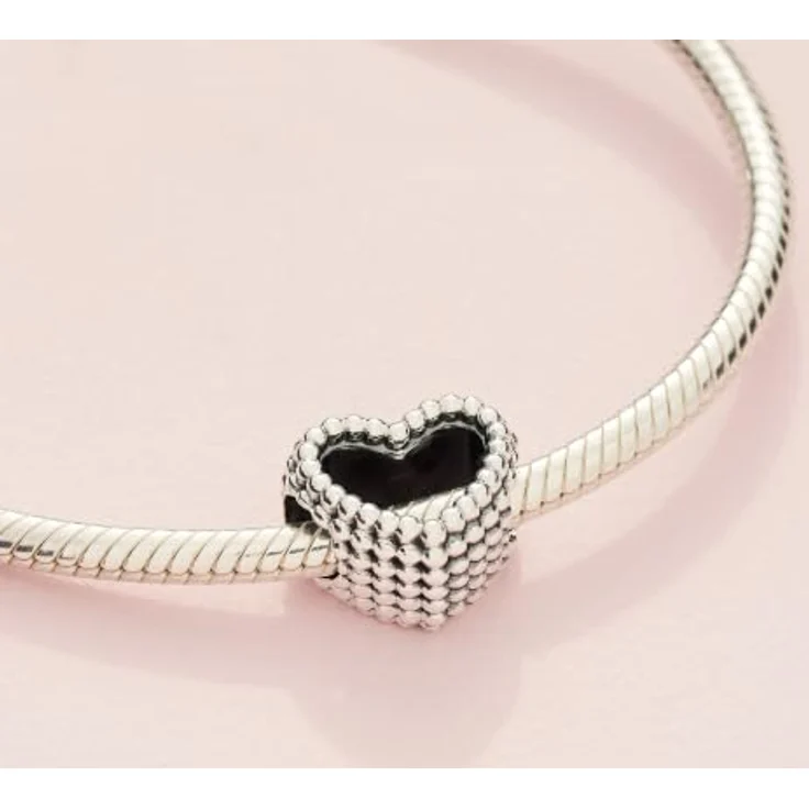 Pandora Charm Signature Offenes Metallperlen Herz 797516, eleganter Charm-Anhänger aus Metall – Bild 5