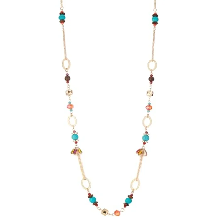 Dazylleco Lange Gold Perlenkette Damen Boho Halskette 90cm mit Perlen, Antianlaufbeschichtung und Verlängerung, Farbvariante 92-Colorful – Bild 1