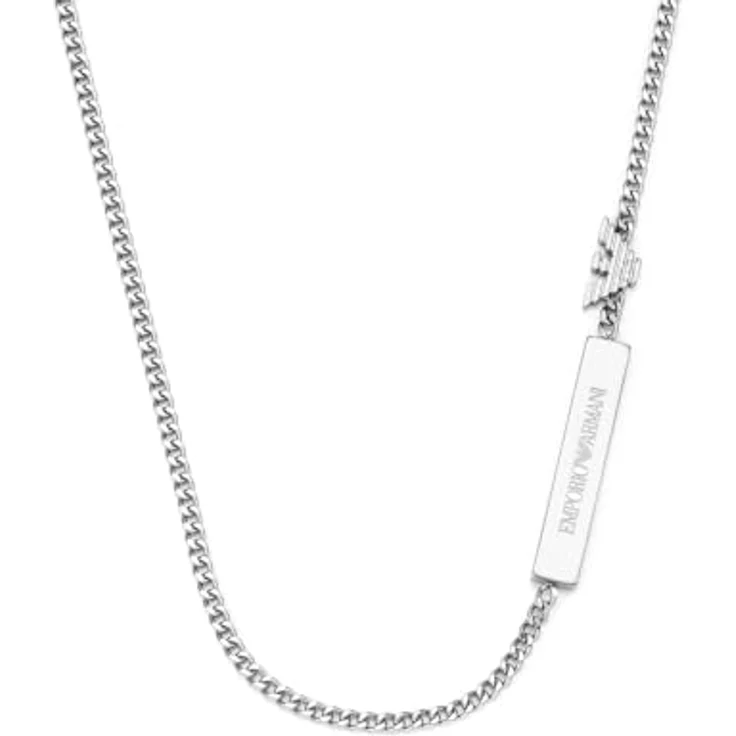 Emporio Armani Silberfarbene Herren Halskette EGS3309040, Edelstahl mit mattem und glänzendem Finish, 525 mm Länge – Bild 3
