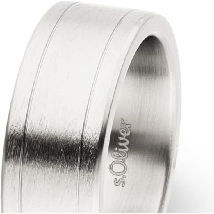 s.Oliver Herren Ring aus mattiertem Edelstahl, Klassisch und Zeitlos, Größe 60, Silber – Bild 2