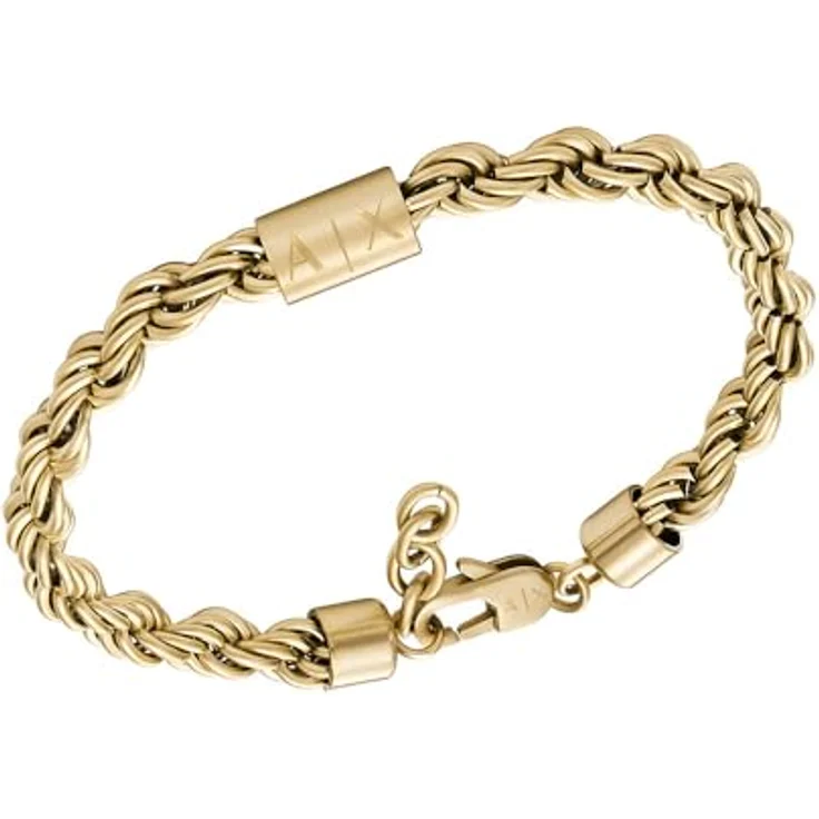 Armani Exchange Herren-Gliederarmband aus rostfreiem Edelstahl, goldfarben, gebürstet mit Karabinerverschluss, AXG0124710 – Bild 3