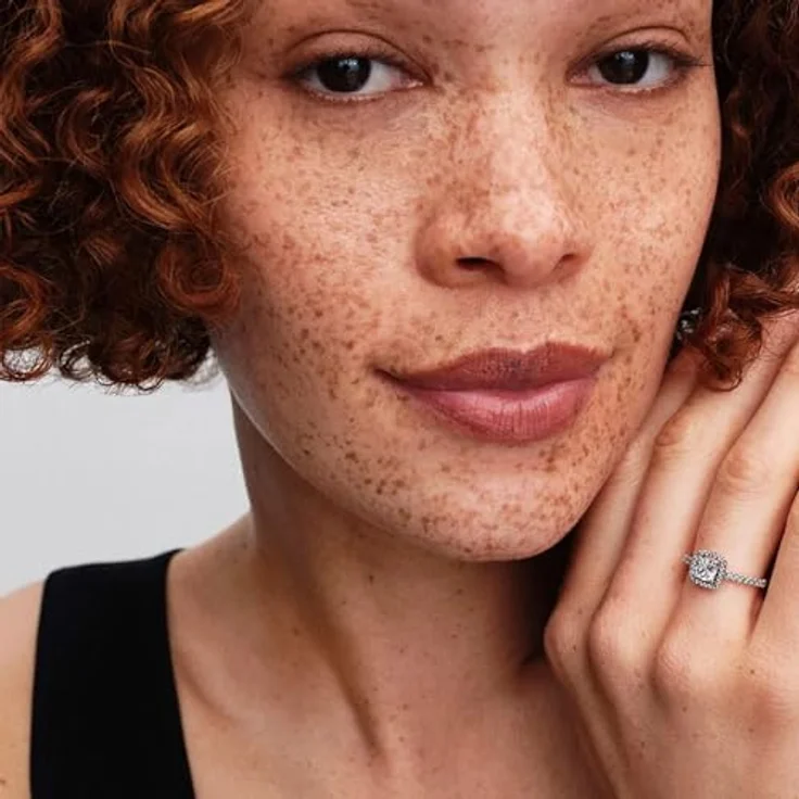 PANDORA Timeless Funkelnder Quadratischer Strahlenkranz Ring aus Sterling Silber mit Zirkonia, Größe: 56, Handgefertigt – Bild 4