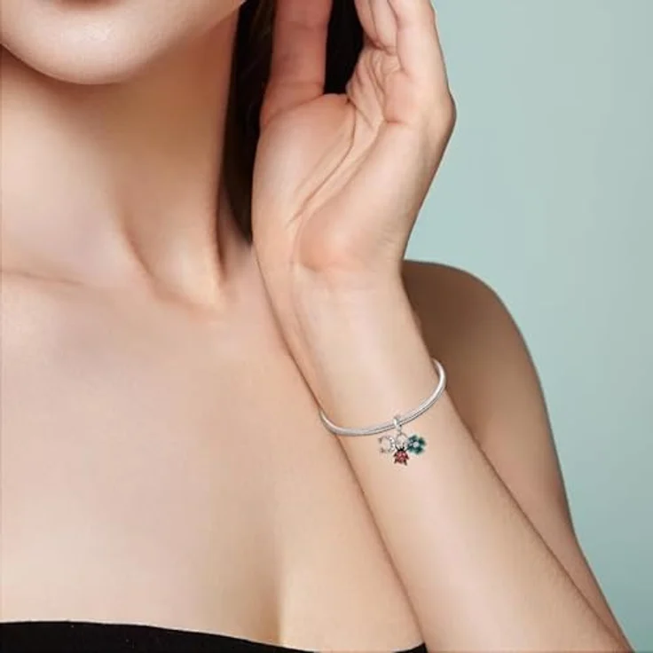 TINSLO Charm Anhänger 925 Sterling Silber, Zirkonia-Steine, kompatibel mit Pandora Armband und Halskette für Frauen und Mädchen – Bild 4