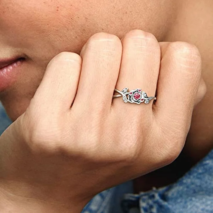 PANDORA Disney Beauty and the Beast Rose Ring, Damenring aus Sterling-Silber, Größe 50 – Bild 3