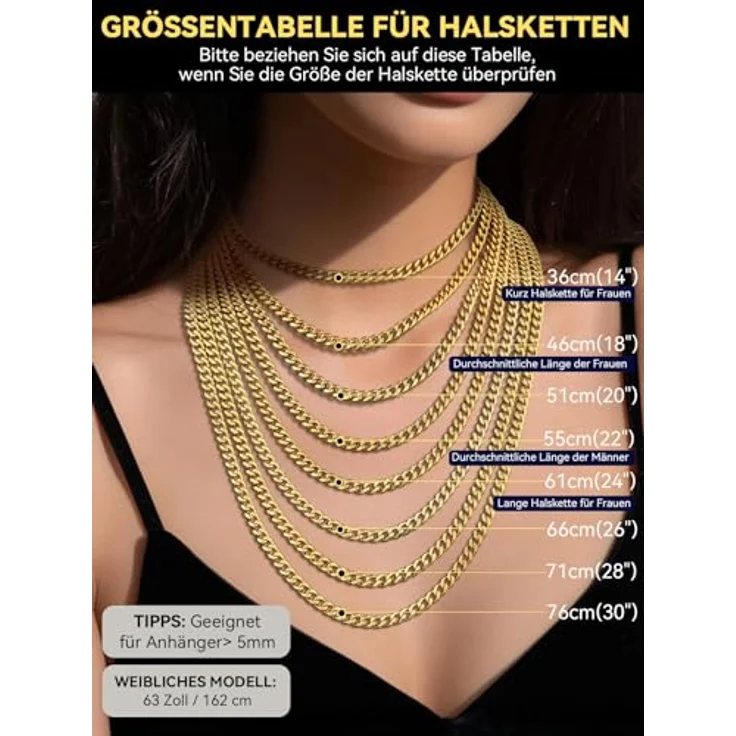 ChainsHouse Kubanische Goldkette Herren, 3mm Edelstahl Halskette, 71cm, vergoldet, Karabinerverschluss, ideal für Rapper und Geschenkideen – Bild 4