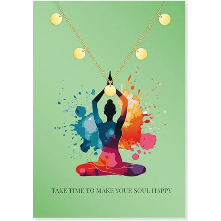 Engelsrufer Grußkarte Happy Soul mit Halskette Edelstahl Gold, 5 Plättchenanhänger, Geschenk für positive Seelen, stilvolles Design – Bild 3