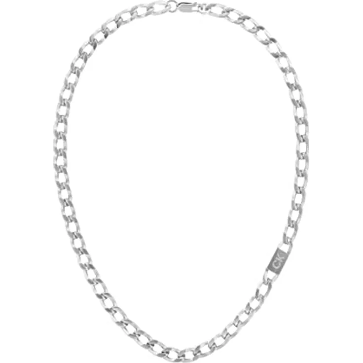 Calvin Klein Gliederhalskette für Herren, Edelstahl gebürstet, 61 cm mit graviertem Logo und Karabinerverschluss - Kollektion OUTLOOK, Art. 35000251