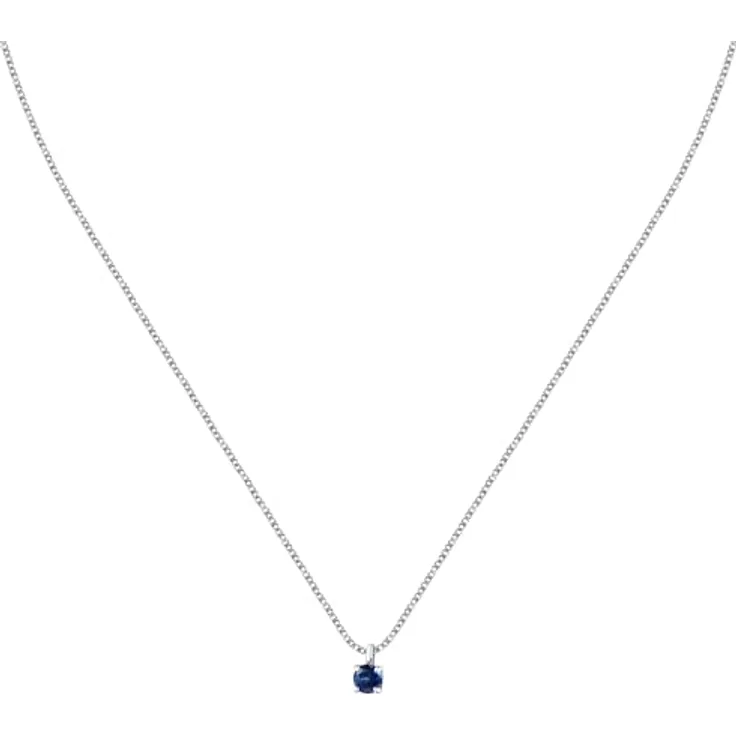 Morellato Tesori Damen Halskette, 925‰-Silber mit blauem Zirkon, Karabinerverschluss – SAIW172