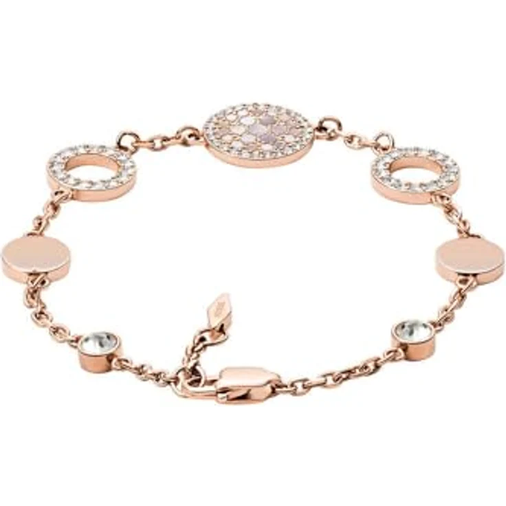 Fossil Damen Edelstahl Kettenarmband mit Karabinerverschluss, 19 cm in Pink und Roségold, poliertes Finish, 2,5 cm Erweiterung – Bild 3