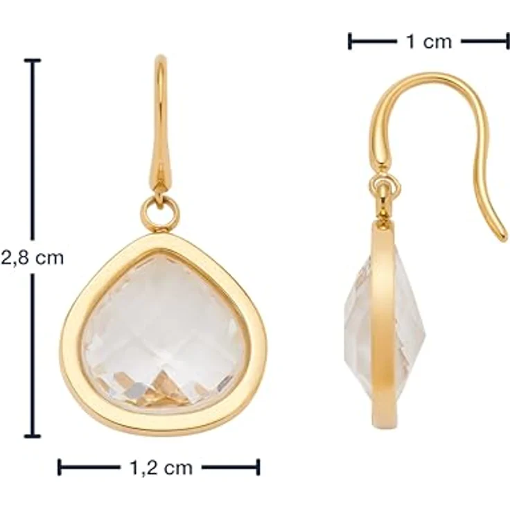 JEWELS BY LEONARDO JUVINGA, Ohrringe aus goldfarbenem Edelstahl mit klarem Dreiecks-Glasstein, 1 Paar, Geschenk für Frauen – Bild 2