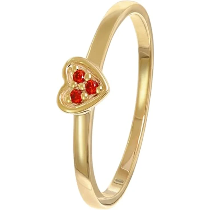 trendor Damenring Gold 333/8K Herz mit roten Zirkonias, eleganter Schmuck, Ringgröße 50/15,9 – Bild 1