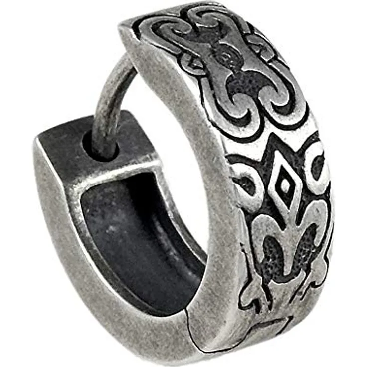 caÏ Herren Ohrring 925/- Sterling Silber, 1,4cm Oxidiert, nickelfrei, Silbergrau