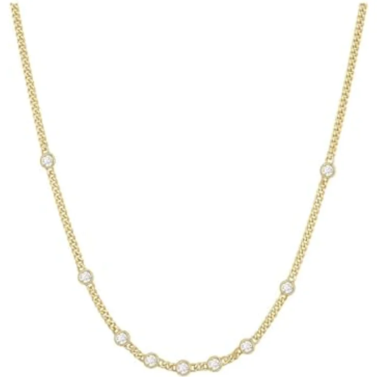 ANIA HAIE Melodic Poet Damen Halskette, Multi Station Round Stone aus 925 Sterling Silber, 14k vergoldet, 9 Zirkonia, 40,5cm + 5cm Verlängerung, inkl. Geschenkverpackung – Bild 1
