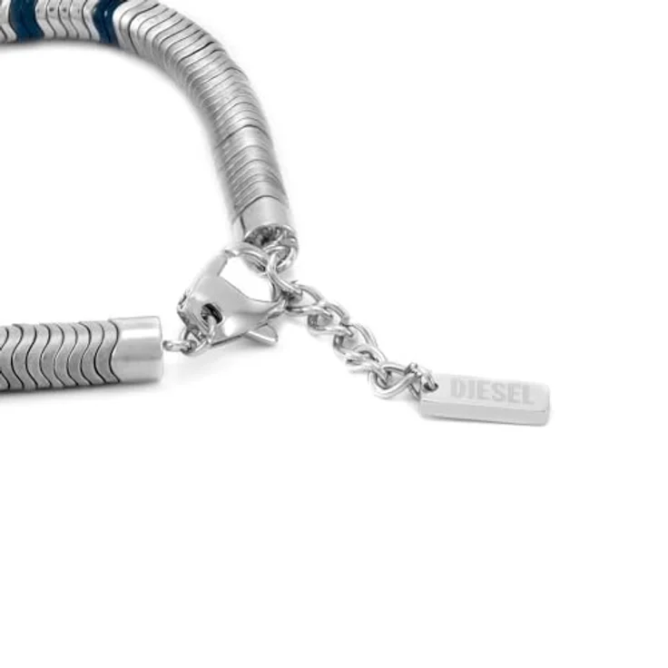 Diesel D Logo, Silberfarbenes Edelstahlarmband aus Hämatit mit mattiertem und glänzendem Finish, DX1574931 – Bild 4