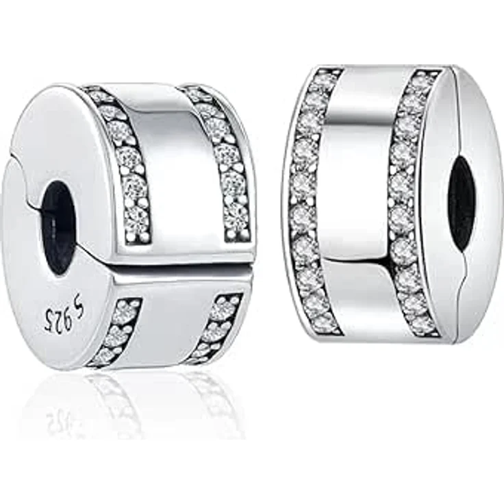 WEIMU Charms Stopper 925 Sterling Silber, Armband Stopper Charms für Bead Charm Armband, hypoallergen, weiß (White 2) – Bild 1