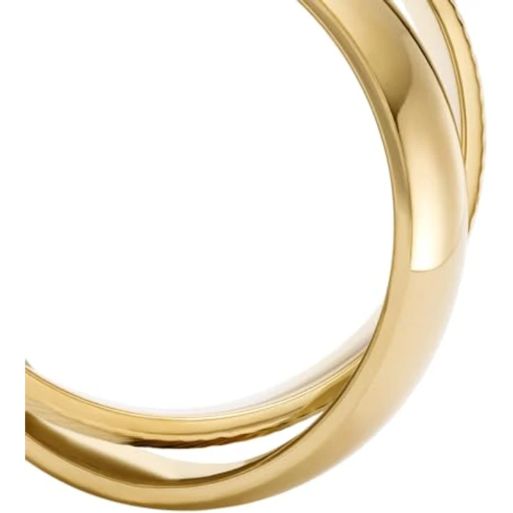 Fossil Damenring Harlow Interlocking Links, goldfarbener Edelstahlring, poliertes Finish, Größen 16-19 – Bild 4