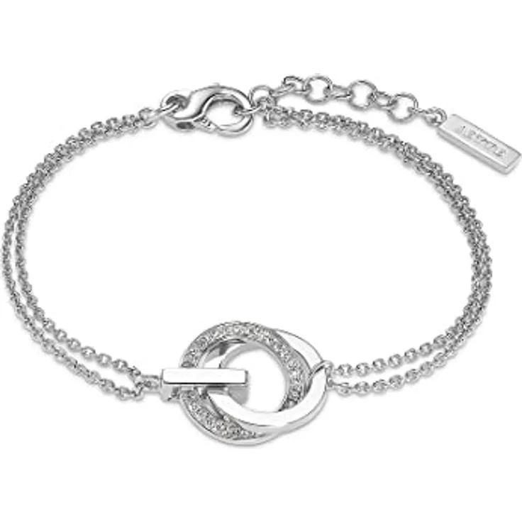 JETTE Damen-Armband 925er Silber, 30 Zirkonia, One Size, Länge 17 cm, Silber 32018222