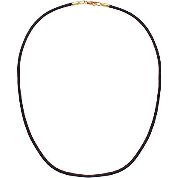 Nenalina Damen Halskette Seidenband schwarz, 2 mm, mit vergoldetem 925 Sterling Silber Karabinerverschluss, 60 cm, für Schmuck Anhänger – Bild 2