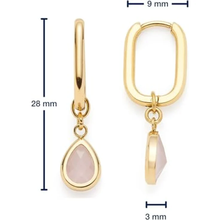 JEWELS BY LEONARDO Ohrringe Ciao Rosy, 1 Paar Ohr-Hänger aus goldfarbenem Edelstahl mit tropfenförmigem rosa Stein, allergikerfreundlich und robust, Geschenkschachtel, 2,8 x 0,3 x 1 cm – Bild 2
