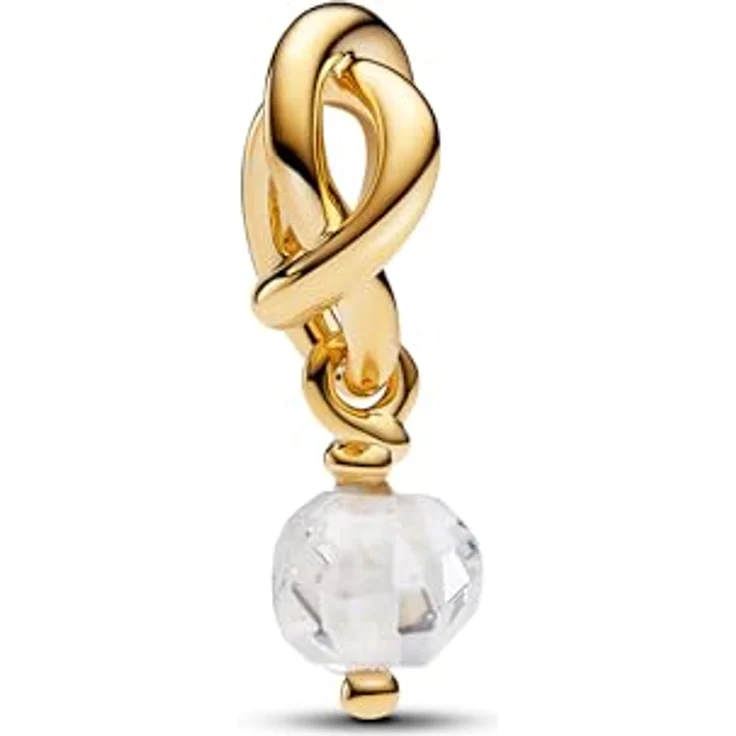 PANDORA Moments Facettierter klarer Ewigkeitskreis Charm-Anhänger, aus Sterling Silber mit vergoldeter Metalllegierung und künstlichem Kristall, kompatibel mit Moments Armbändern, 763462C04 – Bild 2