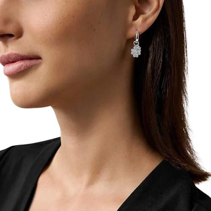 Emporio Armani Damen-Ohrringe, Creolenring aus Edelstahl mit Faltschließe, Altsilber – Bild 2