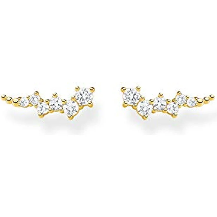 Thomas Sabo Ear Climber Ohrringe, vergoldetes Silber mit weißen Steinen, H2157-414-14 – Bild 1