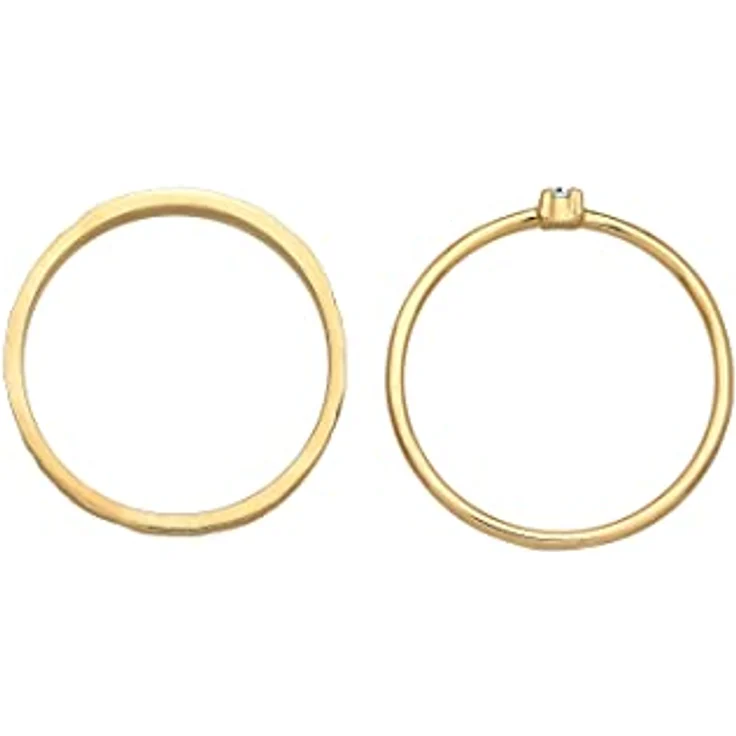 Elli Damenring Stapel 2er Set, Solitär mit Glaskristall, 925 Sterling Silber – Bild 3